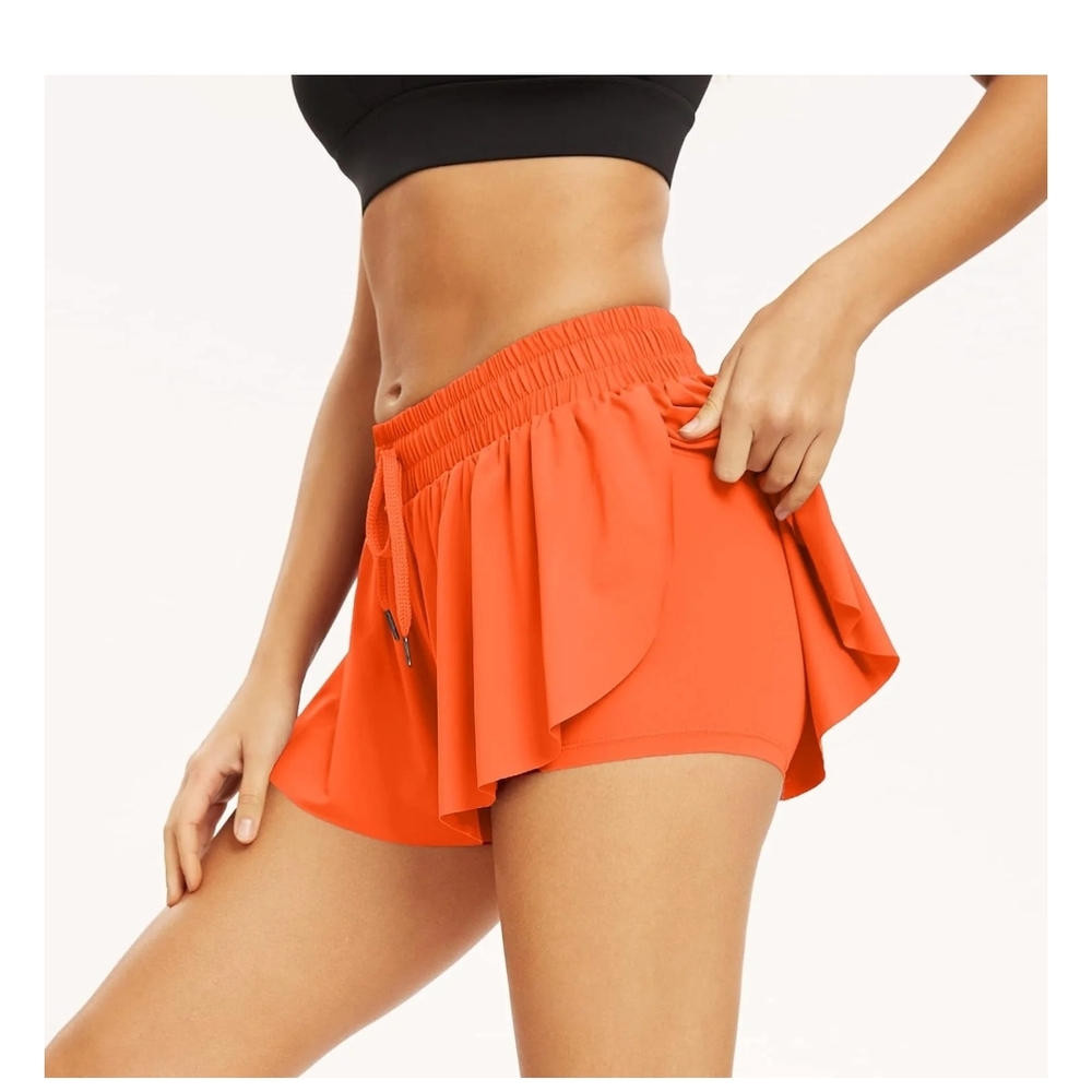 Flowy Atheletic Shorts Coral Colored - Picture 2 of 4